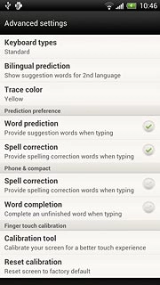 Press Word prediction to turn on word suggestion.