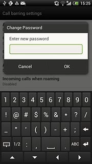 Key in the new barring password and press OK.