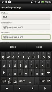 Press the field below Username and key in the username for your email account.