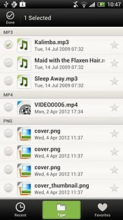 When the field next to the file is ticked (V), it's selected.
