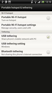 Press USB tethering to turn on tethering.