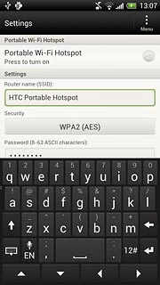 Press the field next to Portable Wi-Fi Hotspot to turn on the function.