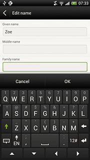 Press the field below Family name and key in the last name.