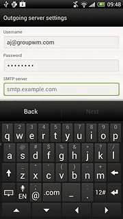 Press the field below SMTP server and key in the name or IP address of your email provider's outgoing server.Please note that if you can't send email messages when using your email provider's outgoing server, key in smtp.vodafone.net.au (Vodafone's outgoing server).