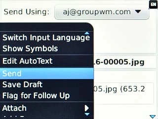 Scroll to Send and press the Navigation key.