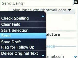 Scroll to Send and press the Navigation key.