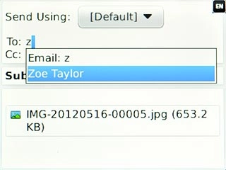 Highlight the required contact and press the Navigation key.Write subject and text for your email message.