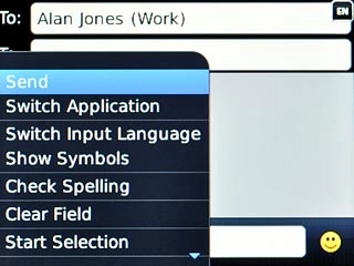 Scroll to Send and press the Navigation key.