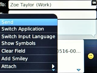 Scroll to Send and press the Navigation key.