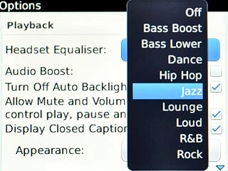 Highlight the required sound quality and press the Navigation key.