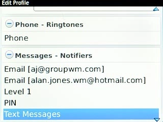 Highlight the required message type and press the Navigation key.