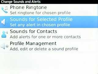 Scroll to Sounds for Selected Profile and press the Navigation key.