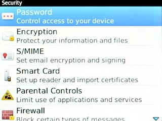 Scroll to Password and press the Navigation key.