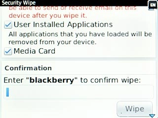 Highlight the field at the bottom of the display and key in blackberry