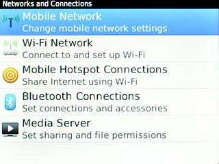 Scroll to Mobile Network and press the Navigation key.