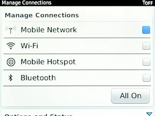 Scroll to Mobile Network and press the Navigation key to turn flight mode on or off.