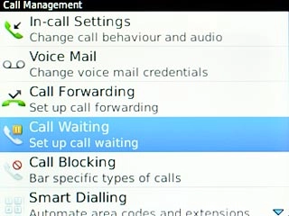 Scroll to Call Waiting and press the Navigation key.
