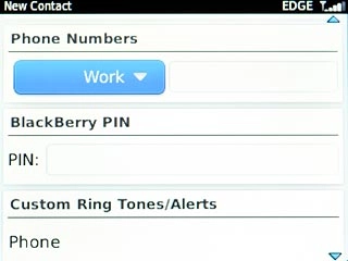 Highlight the drop down list below Phone Numbers and press the Navigation key.