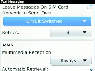 Scroll to Network to Send Over and press the Navigation key.