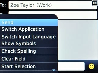 Scroll to Send and press the Navigation key.