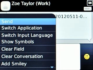 Scroll to Send and press the Navigation key.