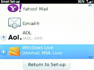 If you select Windows Live or AOL: