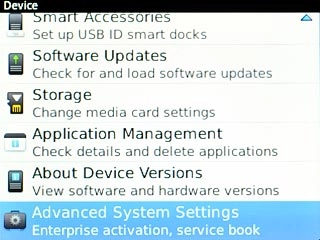 Scroll to Advanced System Settings and press the Navigation key.