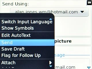 Scroll to Send and press the Navigation key.