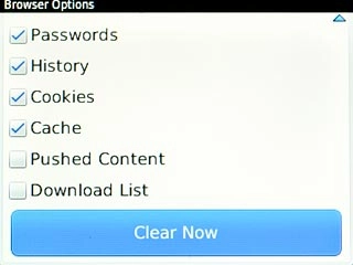 Scroll to Clear Now and press the Navigation key.
