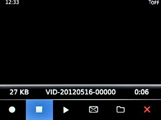 Scroll to the stop icon and press the Navigation key to save the video clip.