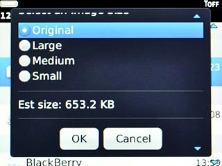 If you're sending a picture:Highlight the required resolution and press the Navigation key.