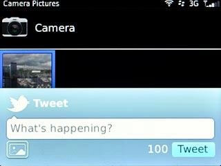 Key in text for the picture.Scroll to Tweet and press the Navigation key.