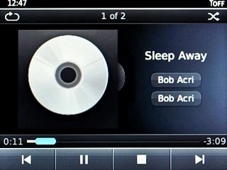 To fast forward or rewind the current audio file:Highlight the indicator and drag it right or left.