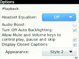 Scroll to Headset Equaliser and press the Navigation key.