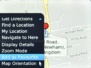 Scroll to Add as Favourite and press the Navigation key.
