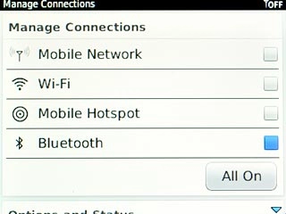Scroll to Bluetooth and press the Navigation key.