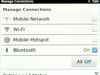 When the box next to the menu item is ticked (V), Bluetooth is turned on.