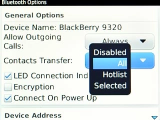 Highlight the required setting and press the Navigation key.