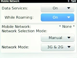 Scroll to While Roaming and press the Navigation key.