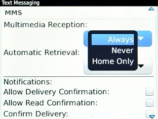 Scroll to Always and press the Navigation key.