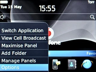 Scroll to Options and press the Navigation key.