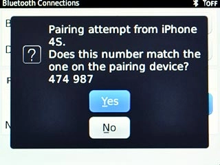 Scroll to Yes and press the Navigation key.The Bluetooth device is added.