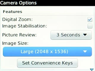 Scroll to Image Size and press the Navigation key.