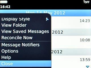 Scroll to Close and press the Navigation key.