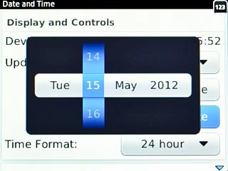 Highlight date, month and year and follow the instructions on the display to set the date.