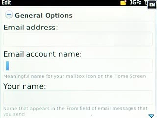Highlight the field below Email account name and key in the required name of the email account.