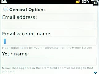 Highlight the field below Email account name and key in the required name of the email account.