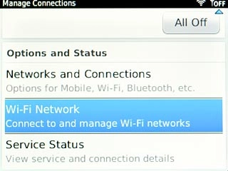 Scroll to Wi-Fi Network and press the Navigation key.A list of available Wi-Fi networks is displayed.