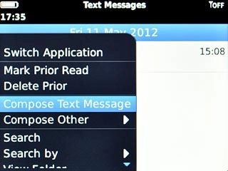 Scroll to Compose Text Message and press the Navigation key.