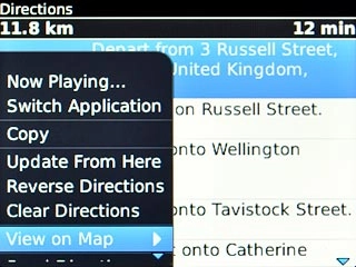 Scroll to View on Map and press the Navigation key.